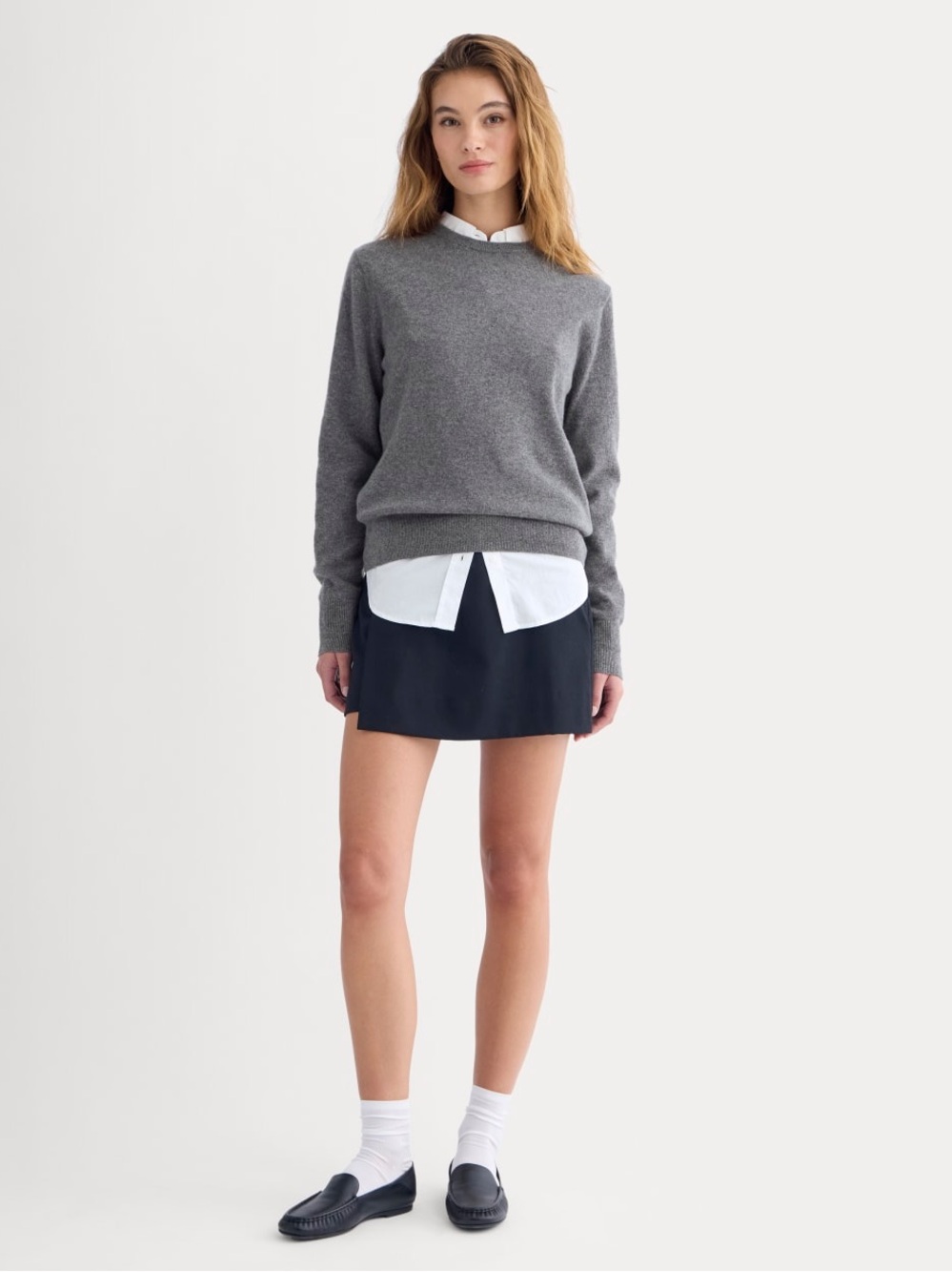 New Everlane CASHMERE SLIM CREW SWEATER Heather Charcoal Size L - Picture 12 of 12